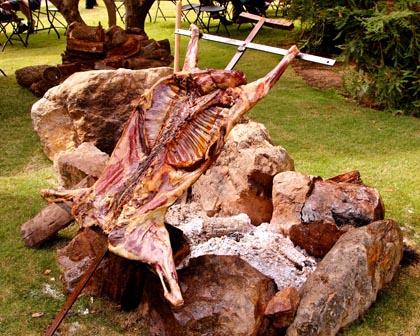 Wood fired goat (served with Spanish varietals) at Bokisch Vineyards