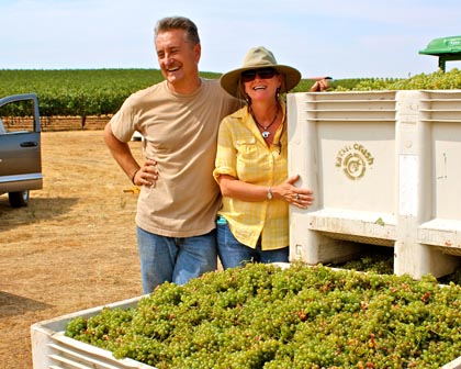 Markus and Liz Bokisch with Verdelho harvest in Lodi’s Borden Ranch AVA