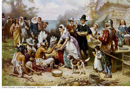 Romantic depiction of first Thanksgiving