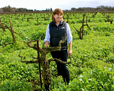 Onesta winemaker/owner Jillian Johnson in 128-year old Bechthold Vineyard