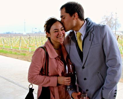 Zinfandel and kisses in the rain at Lodi’s m2 winery…