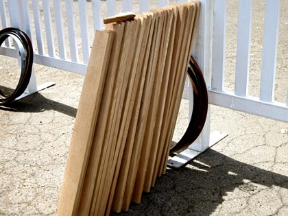 Oak staves and steel rings used to make barrels… 