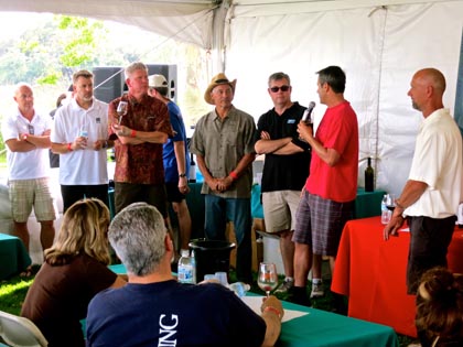 Lodi Native winemakers presenting their single-vineyard Zinfandels at ZinFest Wine School:  (from left) McCay’s Mike McCay, Fields Family’s Ryan Sherman, m2′s Layne Montgomery, Macchia’s Tim Holdener, St.Amant’s Stuart Spencer, and Chad Joseph (speaking) and Todd Maley of Maley Brothers… 