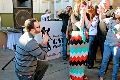 Real, live Lodi Wine & Chocolate Weekend proposal at Van Ruiten Family winery