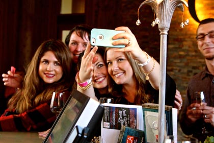 Group selfie in Oak Farm tasting room…