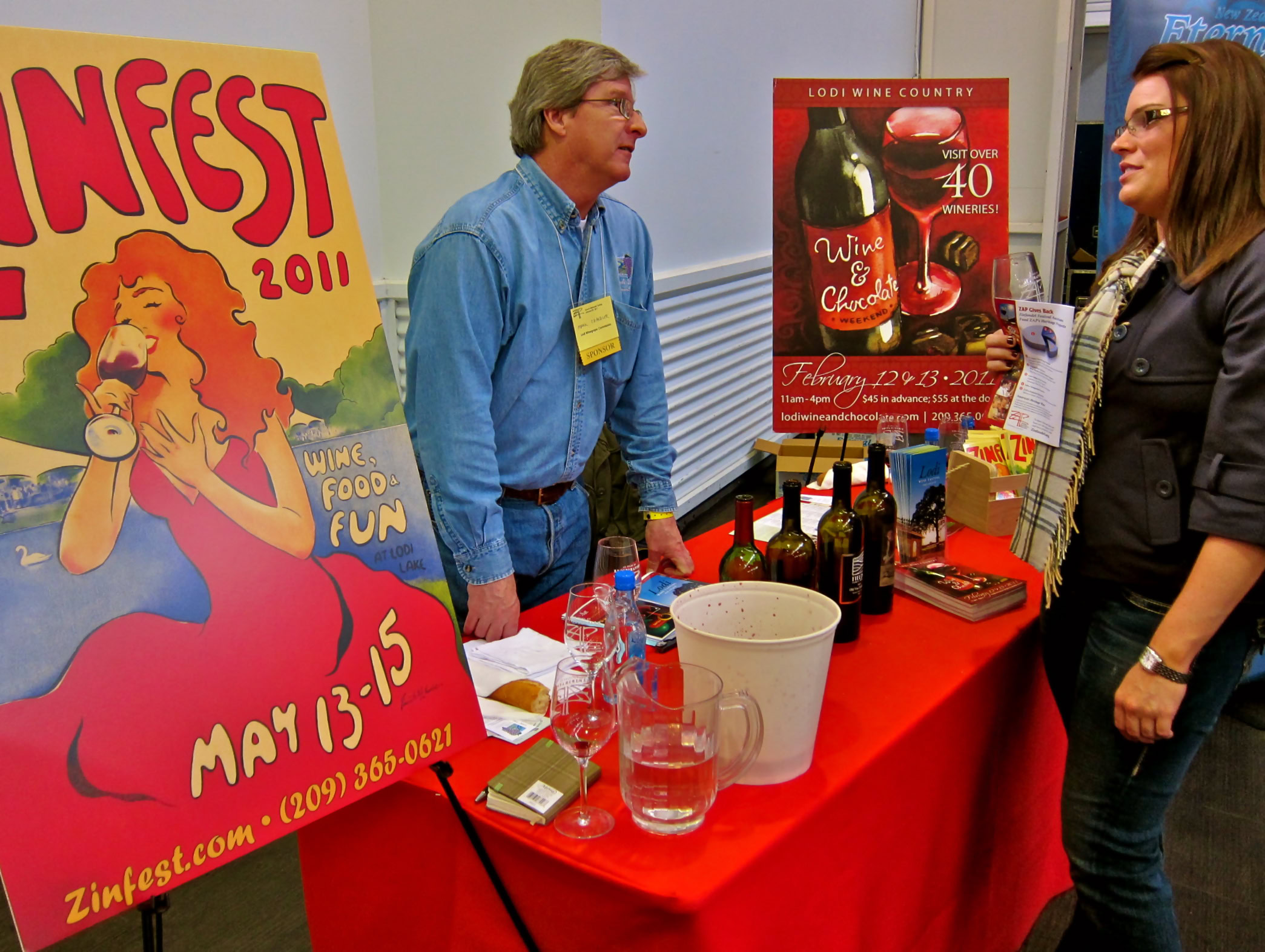Lodi Winegrape Commission booth at Zinfest 2011 showcasing local wines and vineyards.