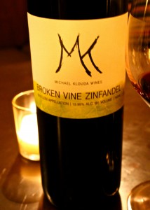 Bottle of Broken Vine Zinfandel wine from Michael Klouda Wines, featuring a minimalist label design.