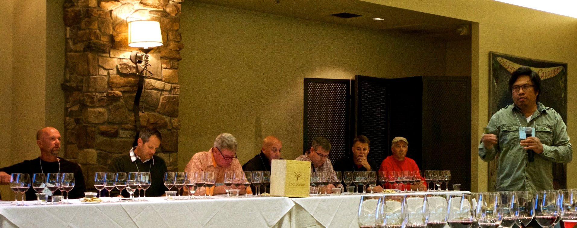 Lodi Winegrape Commission event with speakers and panelists at a conference room.