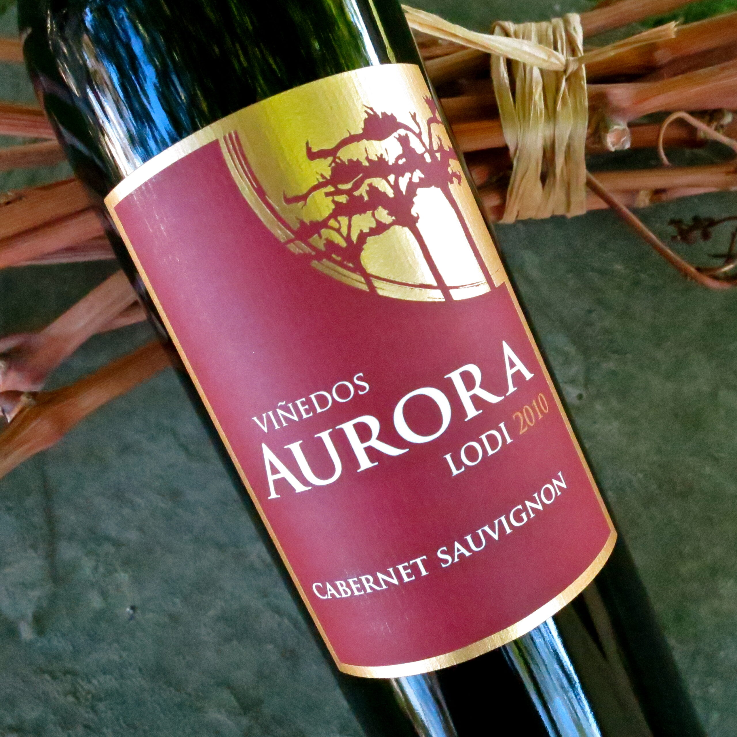 Bottle of Lodi Aurora Cabernet Sauvignon 2010 wine from Lodi Winegrape Commission.