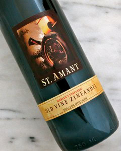 Bottle of St. Amant Old Vine Zinfandel wine from Lodi Winegrape Commission.