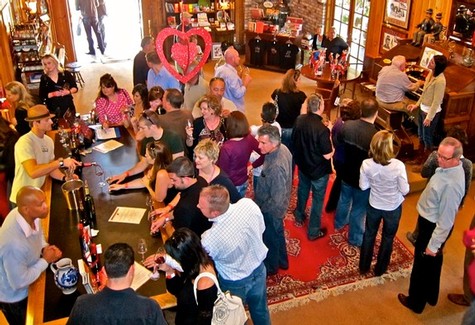 Crowd of people at a wine tasting event organized by the Lodi Winegrape Commission.