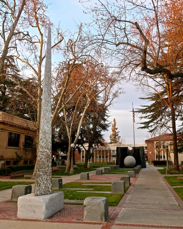 Scenic view of trees and pathways at Lodi Winegrape Commission in California.
