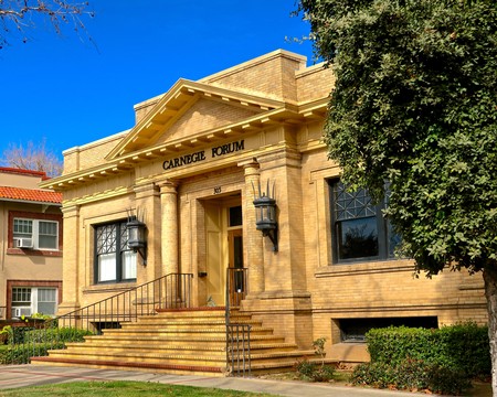 Historic Carnegie Forum building in Lodi with classic architecture and well-maintained exterior.