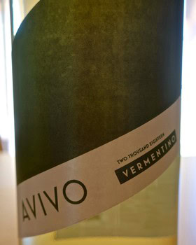Close-up of a Vermentino wine bottle label from Lodi Winegrape Commission, showcasing premium wine quality.