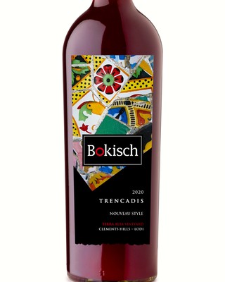 Bokisch 2020 Trencadis red wine bottle with colorful label design.