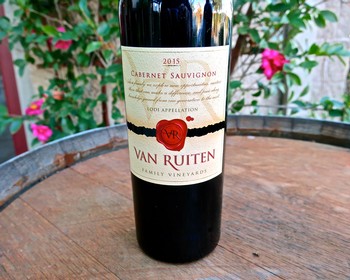 Bottle of 2015 Van Ruiten Cabernet Sauvignon from Lodi Winegrape Commission.