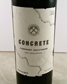 Bottle of Concrete Cabernet Sauvignon from Lodi Winegrape Commission, showcasing a modern label design.