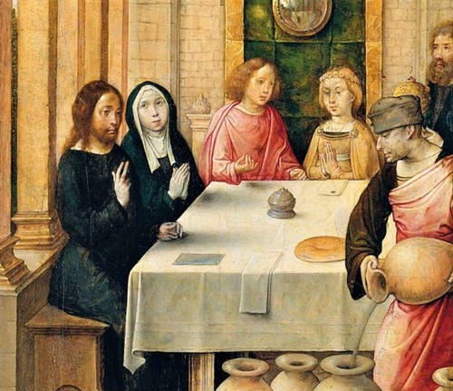 Famous Renaissance painting The Last Supper depicting Jesus and his disciples at a table.
