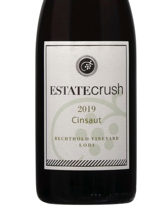 Lodi Estatecrush 2019 Cinsaut wine bottle from Bechtold Vineyard, showcasing premium wine from Lodi, California.