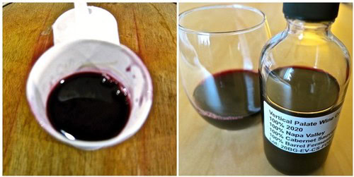 Close-up of a wine glass and bottle with Lodi wine sample for tasting and analysis.