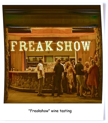 Freakshow wine tasting event at Lodi Winegrape Commission with guests enjoying wine and socializing.