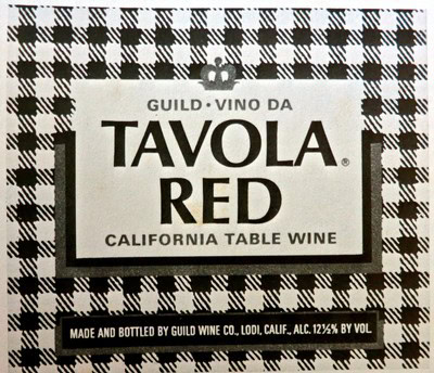 Tavola Red California table wine label with black and white checkered background.