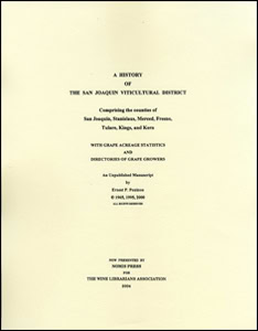 Historical document cover page about the San Joaquin Vinticultural District and Lodi wine industry.