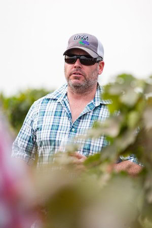 Man wearing Lodi Winegrape Commission cap and sunglasses in a vineyard.