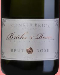 Klinker Brick Winery Bricks & Roses sparkling wine bottle with elegant label design.