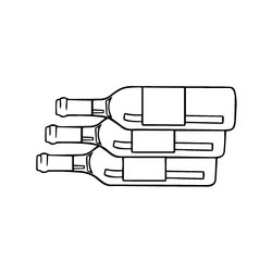 Line drawing of three wine bottles stacked horizontally, representing wine varieties and wine club selection.