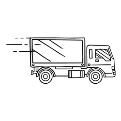 Line drawing of a delivery truck, symbolizing wine delivery services for the Wine Club.