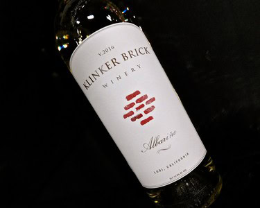 Kinker Brick Winery Albariño wine bottle from California with elegant label design.