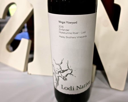 Lodi Native Wegat Vineyard 2016 Zinfandel wine bottle from Mokelumne River, Lodi, by Maery Brothers Vineyards.
