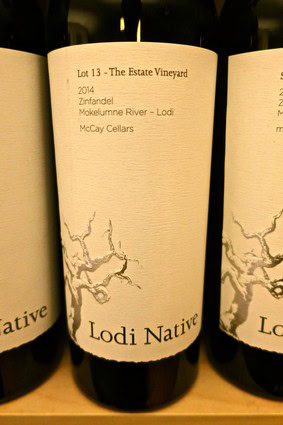 Lodi Native Zinfandel wine bottle from McKay Cellars, estate vineyard, Mokelumne River, 2014 vintage.