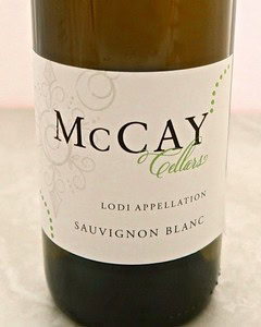 McCAY Cellars Lodi Sauvignon Blanc wine bottle with label details visible.