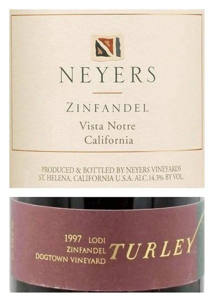 Neyers Zinfandel Vista Notre California wine label from Lodi Winegrape Commission.