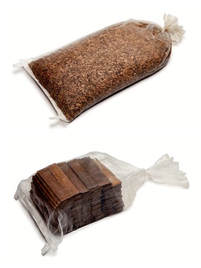 Sample of winegrape-related products including grape skins and dried grape seeds from Lodi Winegrape Commission.
