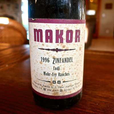 Makor Zinfandel 1996 wine bottle from Lodi Mohr-Fry Ranches, California.