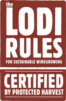 Lodi Winegrape Commission logo promoting sustainable winegrowing and certified protected harvest practices.