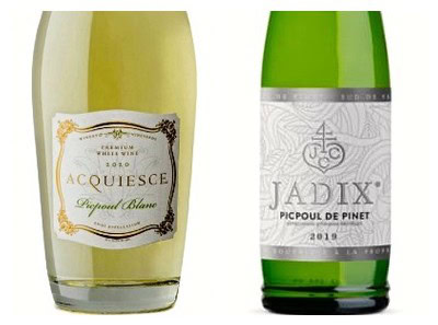 Two bottles of Lodi wine, Acquiesce and Jadix, showcasing local wine production and grape varieties.