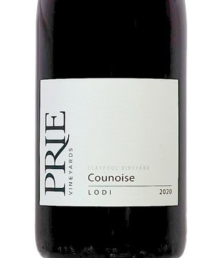 Lodi Cunoise red wine bottle from Pride Vineyards, vintage 2020, showcasing quality Lodi wine production.