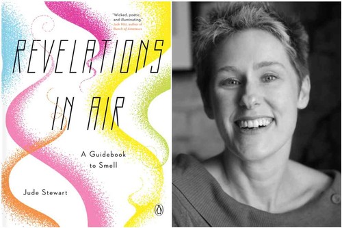 Book cover of Revelations in Air by Jude Stewart, featuring colorful abstract design.