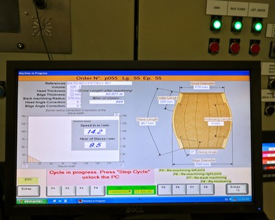 Close-up of a computer screen showing wine grape processing data at Lodi Winegrape Commission.