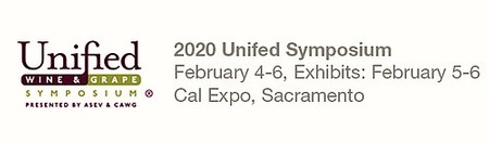 Lodi Winegrape Commission booth at 2020 symposium showcasing wine and grape industry.