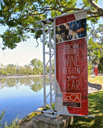 Lodi Wine Region of the Year 2015 banner at a scenic outdoor location.
