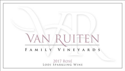 Van Ruiten Family Vineyards 2017 Rosé sparkling wine bottle label with elegant design.
