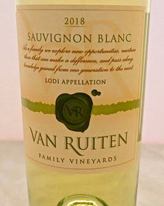 2018 Van Ruiten Sauvignon Blanc wine bottle from Lodi Winegrape Commission, family vineyards, fresh and crisp white wine.
