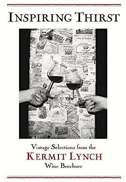 Vintage wine brochure titled 'Inspiring Thirst' featuring wine glasses and newspaper background.