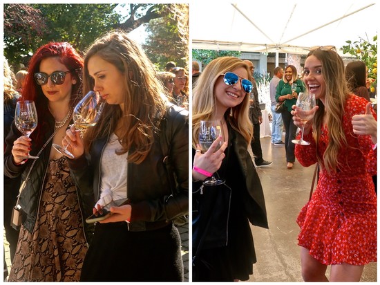 Women enjoying wine tasting at Lodi Winegrape Commission event with smiles and glasses of wine.